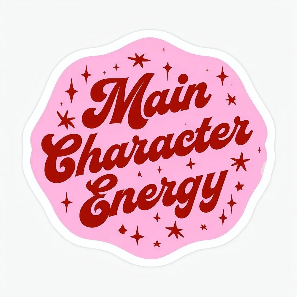 Ретронадпись Main Character Energy для стикера