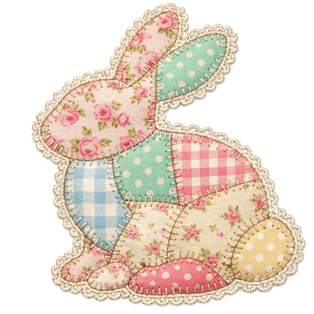 Лоскутный кролик в пастельных тонах для футболки